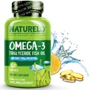 NATURELO Burpless Omega 3 Fish Oil Supplement - 1100mg Triglyceride Omega-3, EPA + DHA, flytande fiskolja för hjärta, öga, hjärna, gemensam hälsa - 60 Softgels, 2 månaders leverans