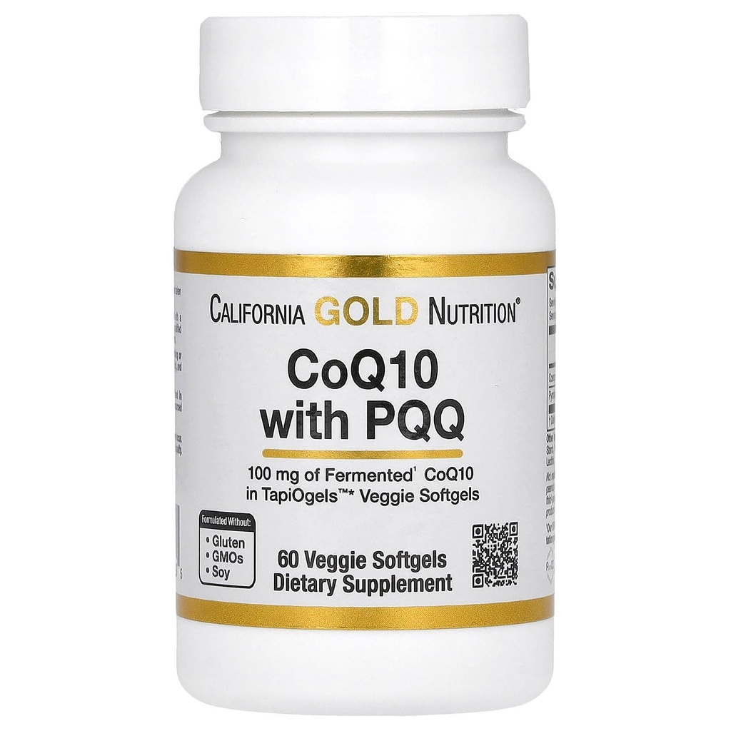 Kalifornien Gold Nutrition CoQ10 med PQQ, Ubiquinone USP, Tapioca Veggie Softgel med Sunflower Lecithin, 100 mg, 60 Veggie Softgel