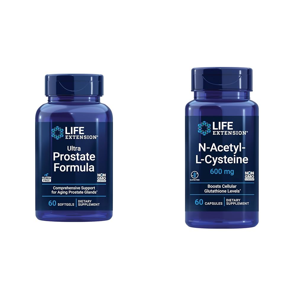 Life Extension Ultra Prostate Formel, Saw Palmetto för Män, pygeum, stickande Nettle & N-Acetyl-L-Cysteine (NAC), Immune, Respiratory, Liver Health, NAC 600 mg