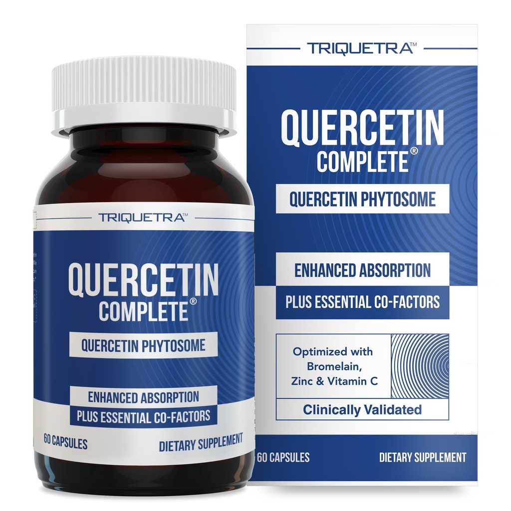 Quercetin Complete® Quercetin Phytosome med 50X Högre Absorption, kliniskt beprövad och Patented Quercefit - Mest effektiva form av Quercetin - Förbättrad med Bromelain, Zink & Vitamin C (60 kapslar)