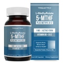 L Methyl Folate 1000 mcg Plus Methyl B12 Cofactor - Aktiv 5-MTHF Form - Stöder humör, metylering, kognition - Mycket biotillgängliga bioaktiva former av vitamin B9 & B12 (60 kapslar - 60 portioner)