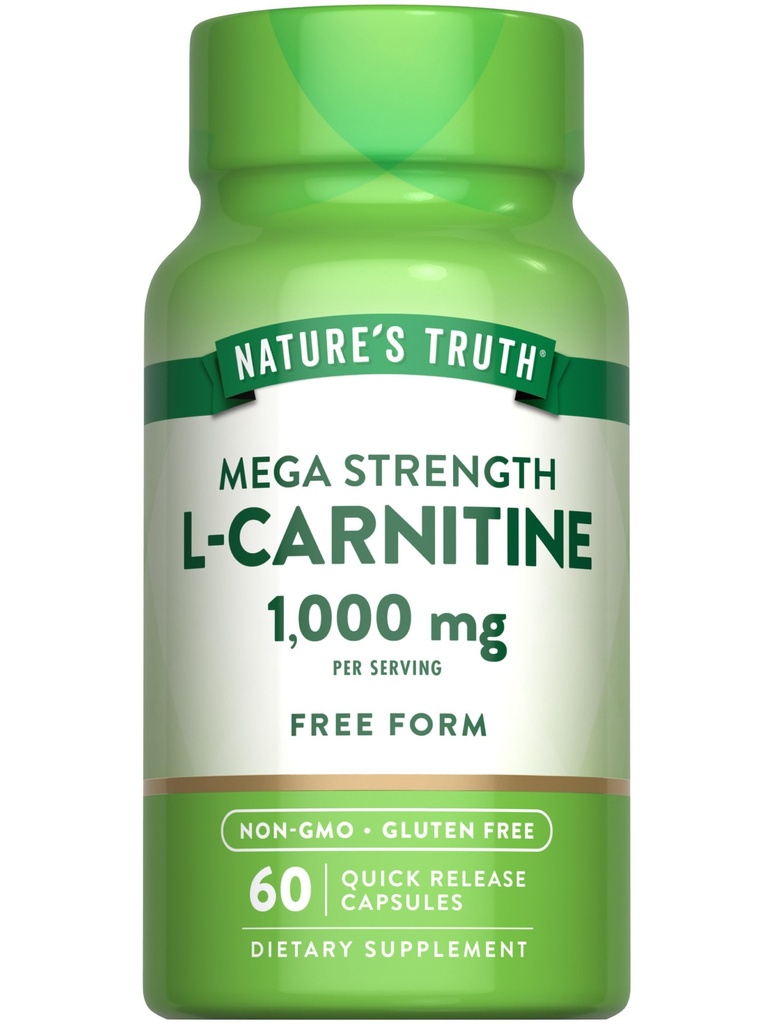 Naturens sanning L-karnitin 1000mg | 60 kapslar | Mega Styrka | Gratis Form | Icke-GMO & Gluten fri tillägg