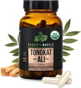 Organic Muscle Tongkat Ali för män, 500mg - Pure & Potent USDA Eurycoma Longifolia Root Supplement 60 Count - Wild Grown Men's Health Hormone Support för manlig prestanda, Drive & Energizer