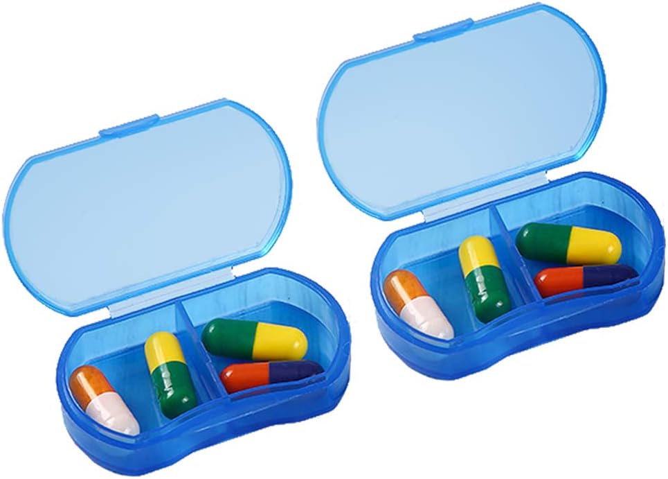2PCS Pill Case Organizer Pocket Small Pill Holder, Daily AM & PM Containers, Medicine Holder, idealisk för medicinering, vitamin, tillägg, perfekt för resor, idealisk för handväska