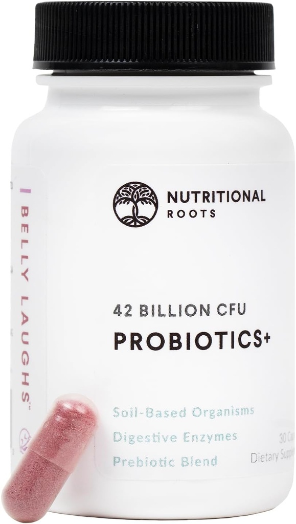 Näringsrotser - Probiotika + - jordbaserade organismer, probiotika, prebiotika - Digestive Enzymes - Delay Release - Dietary Supplement - 1 månads leverans - 30 kapslar