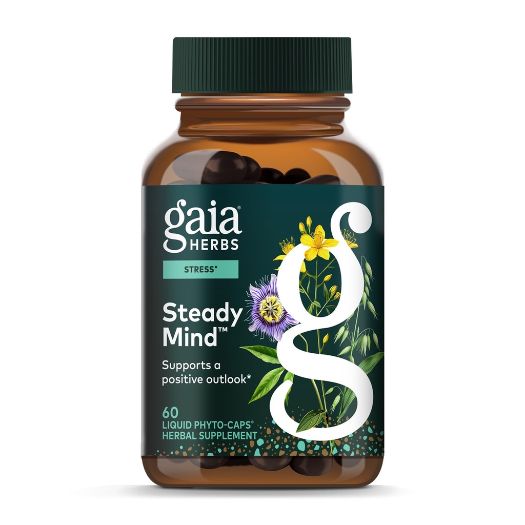 Gaia Herbs Emotional Balance - Stress Support Supplement för att hjälpa kroppen att hantera stress - med St John's Wort, Passionflower, Vervain och Oats - 60 Vegan Liquid Phyto-Capsules (20-Day Supply)