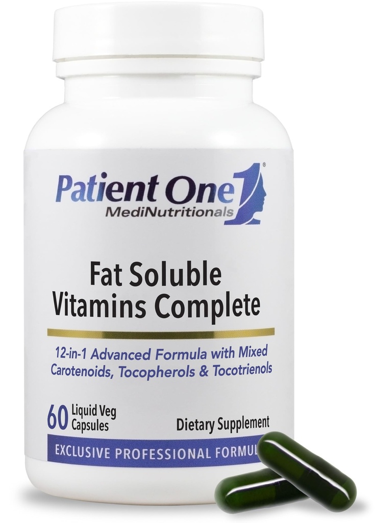 Patient One Fat Soluble Vitaminer Komplett | Tillägg för att stödja Whole-Body Wellness * | med vitamin A, D, E, K, karotenoider och mer | 60 kapslar