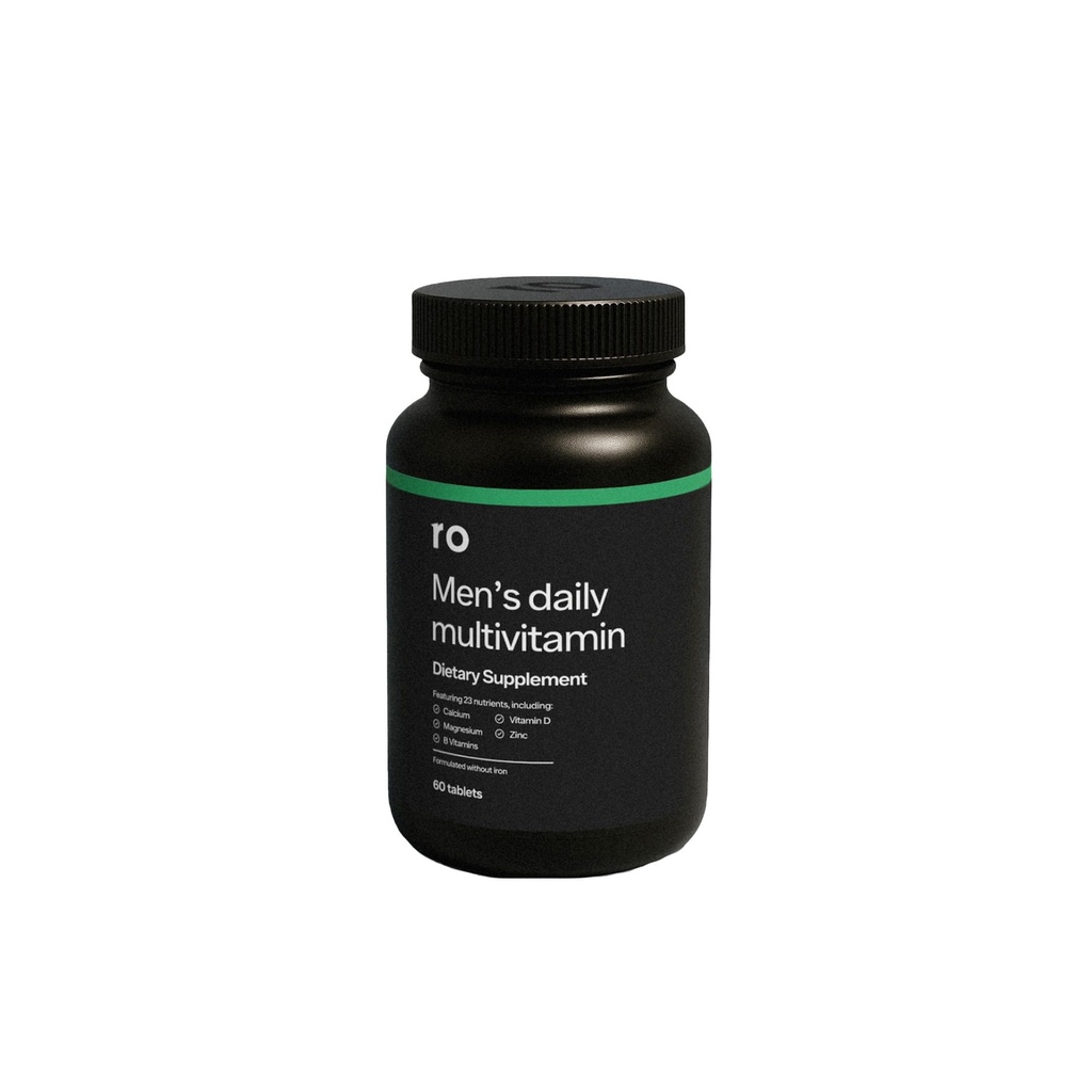 Ro Daily Multivitamin för män stöder fysisk aktivitet, hjärna + hjärthälsa och immunsystem med 23 viktiga näringsämnen inklusive kalcium, magnesium och zink | 30-dagars leverans (60 tabletter)