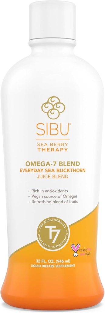 sibu Blend Sea Buckthorn Fruit Juice - Omega 7 Sea Buckthorn Purée Mixed med hälsosam fruktjuice - Potent Omega 7 Supplement, 32 Ounces
