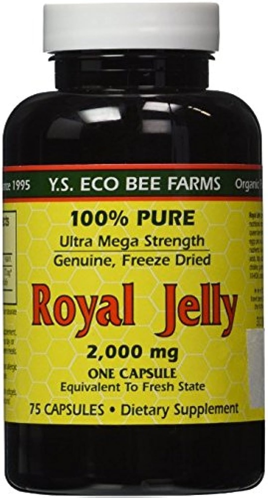YS Eco Bee Farms Royal Jelly 2 000 mg - 75 kapslar (Pack of 2)