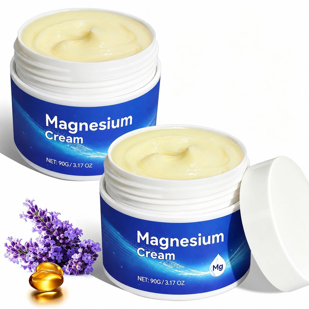 Magnesium Cream för kropp - Magnesium olja för fötter, ren Premium Magnesium Lotion med Vitamin E och Almond Oil för muskel ömhet