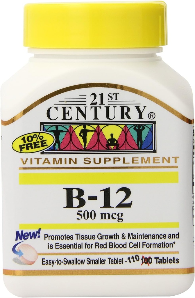 21st Century B-12 500 mcg tabletter, 110-räkna (Pack of 3)