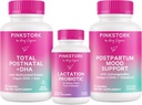 Rosa Stork New Mom Necessities Bundle: Postnatal Vitamin med DHA och Folic Acid, Laktationsprobiotikum för bröstmjölk Supply + Immune Support, Postpartum Mood + Hormonstöd, Postpartum Essentials