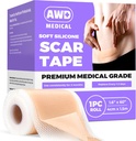 AWD Silicone Scar Sheets for Surgical Scars - Seamless Medical Grade Silicone Scar Tape för C Section, Tummy Tuck Tape - Silicone Skin Patches Efter kirurgi måste ha (1,6 "x 60" Seamless Roll)
