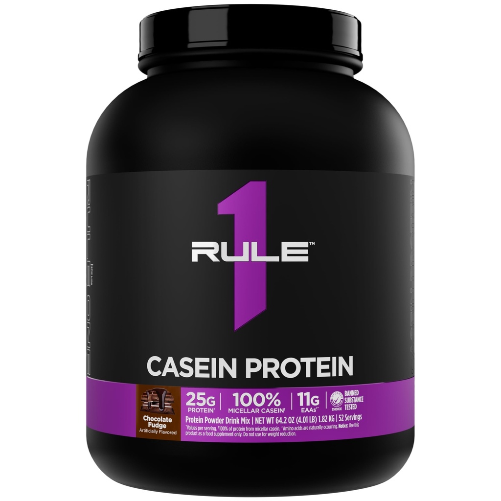 Regel 1 Casein Protein - 25g Protein och 11g EAA Per Serving från långsam frisättning Micellar Casein för övernattning och hållbar leverans mellan måltider (4 pund *, Chocolate Fudge)