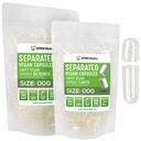 XPRS Nutra Vegan Size 000 separerade kapslar - 500 greve Premium Empty Caps separerade i väskor - Clear Empty Capsules - 000 piller för DIY Supplement Filling