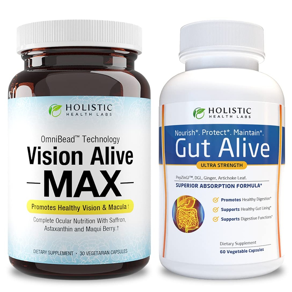 Bright Eyes and Healthy Gut Bundle | Lutemax® 2020, Bilberries, Blueberries, c3g från Black Currant, Maqui Berry, Saffron, Astaxanthin | Ginger, Artichoke Leaf, Licorice Root & Zink Carnosine