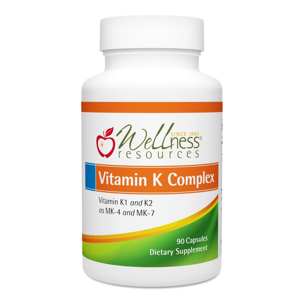 Wellness Resources Vitamin K Complex Supplement - 600 mcg Vitamin K2 (som MK-4 och Trans MK-7) och 1000 mcg K1- Ben styrka och hjärthälsa - K2 Vitamin Supplement - 90 kapslar Non-GMO