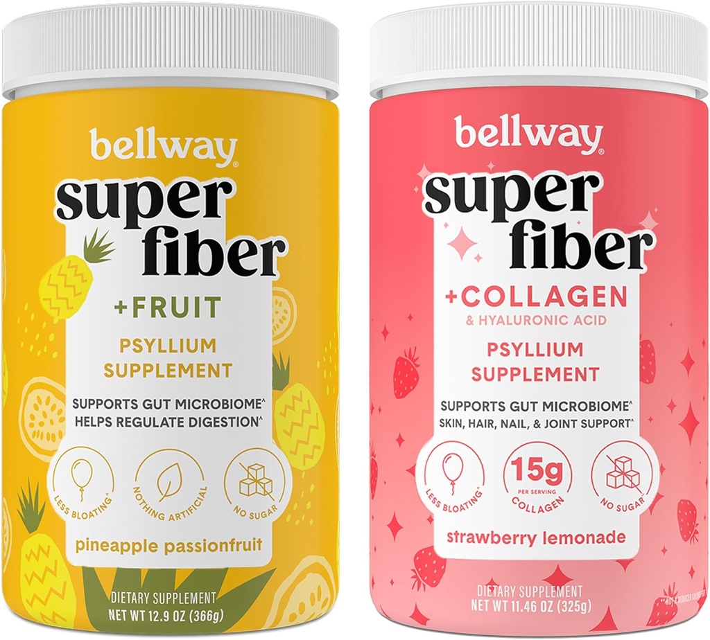 Bellway Super Fiber Powder + Frukt, Pineapple Passion Fruit Super Fiber Powder + Collagen, Strawberry Lemonade