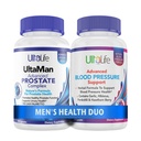ULTALIFE Mäns hälsa Duo - 2 flaskor - En Prostate Support Komplex med Saw Palmetto & Beta Sitosterol & One HIGH Blodtryckstillägg med vitlök & Hawthorn Berry Fast-Acting Capsules för Män