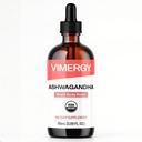 Vimergy USDA Organic Ashwagandha Liquid Extract, 57 portioner - Stress Supplement Drops - Adaptogen - Stöder kognitiv funktion - Sömnstöd - Alkoholfri, icke-GMO, Vegan & Paleo Friendly (115 ml)