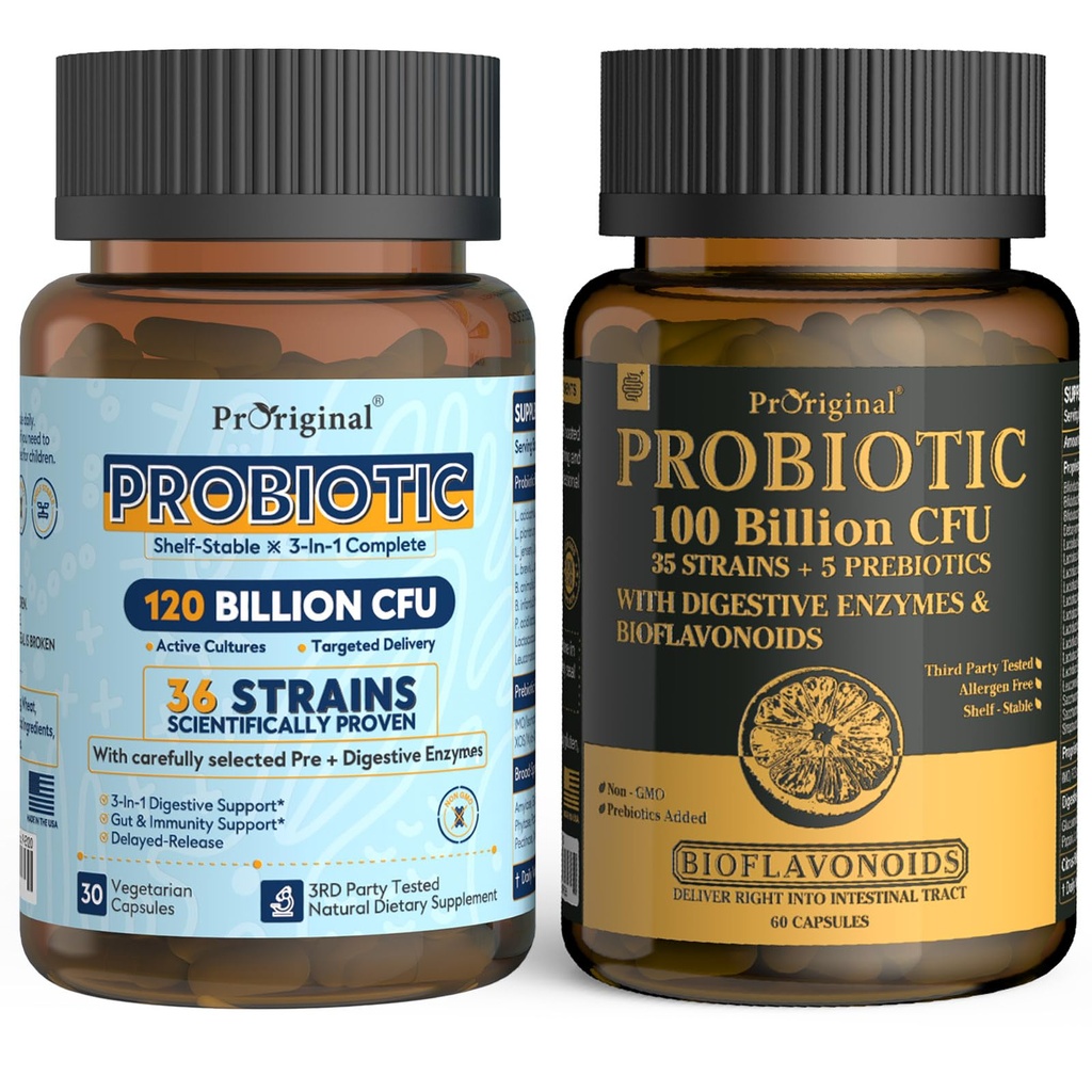 Probiotiska 100 miljarder CFU + 120 miljarder CFU för Gut & Digestive Health, Vegan Acidophilus Probiotic Supplement