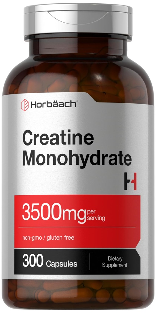 Horbäach-kreatinmonohydratkapslar | 3500mg | 300 greve | Icke-GMO och Glutenfri tillägg