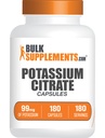BulkSupplements.com Potassium Citrate Capsules - Potassium Supplement, Potassium Citrate 99mg - Potassium Citrate Supplement, Potassium Pills - 1 kapsel per portion, 180 kapslar (Pack av 1)