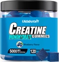 Kreatinmonohydrat Gummies för män och kvinnor-5g av kreatinmonohydrat per portion - Öka styrka och bygga muskler, sockerfri, Vegan, blåbär smak, 120 greve, B571