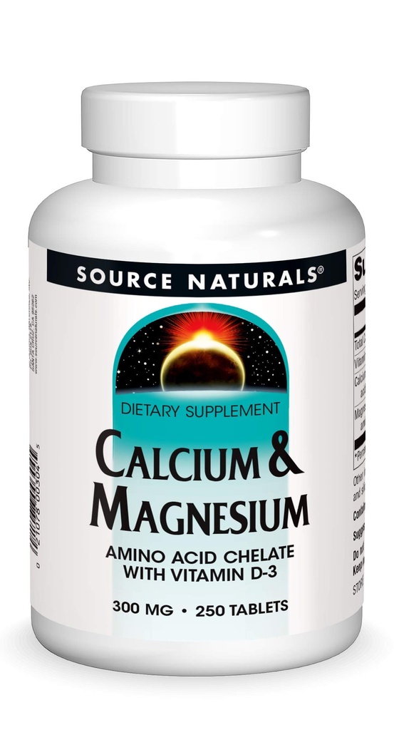 Källa Naturals Calcium & Magnesium, Amino Acid Complex med vitamin D-3, 300 MG - 250 tabletter
