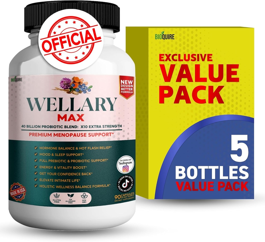 Wellary Max Menopause Support Supplement, 40 miljarder CFU Probiotic Blend, 90 kapslar (5)