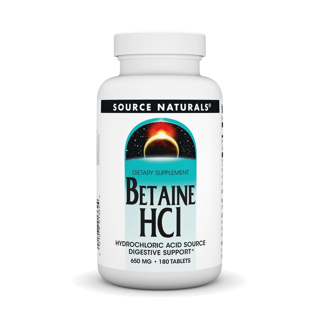 Källa Naturals - Betaine HCl Hydrochloric Acid Source 650 mg. - 180 tabletter