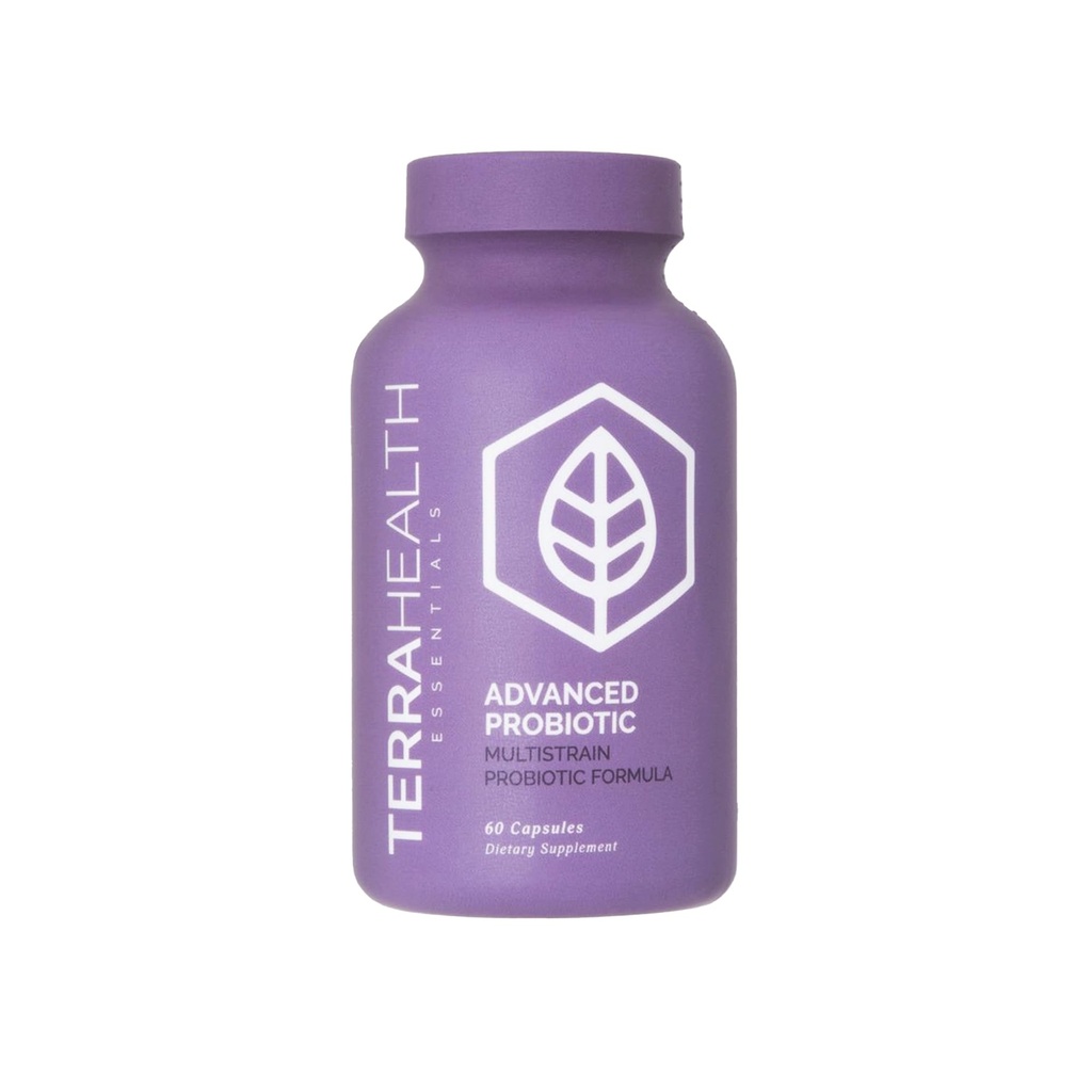 Terra Health Essentials Advanced Probiotics | 50 miljarder CFU | Minska Bloating & Gas, Immune Support | 30-dagars leverans (60 kapslar)