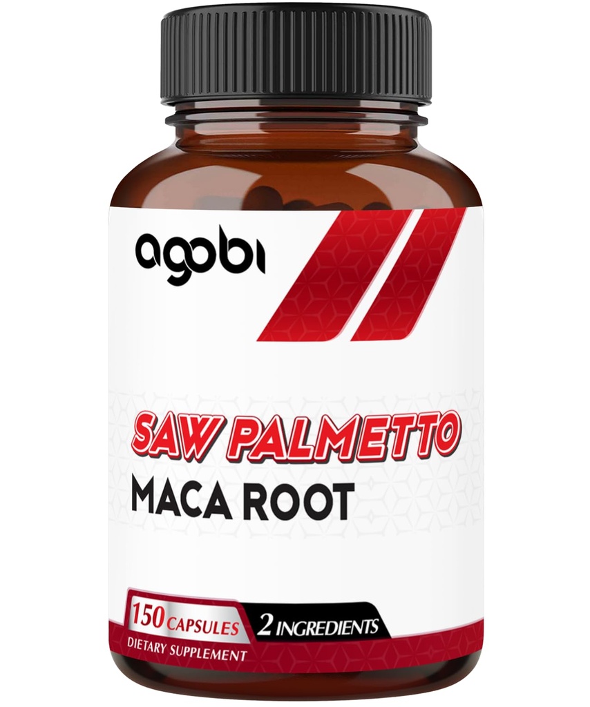 agobi Saw Palmetto Supplement with Maca Root - High Extract Support for Hair Health, Restful Mood & Energy Support - 150 Veggie Capsules
