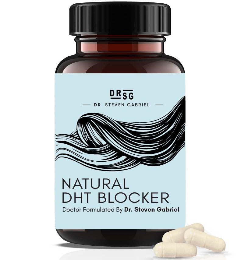 Dr Steven Gabriel Natural DHT Blocker för kvinnor och män - Hair Growth Supplement med Saw Palmetto, Stinging Nettle, Pygeum Bark, Pumpkin Seed Oil Capsules (60 Caps)