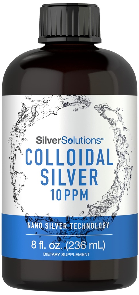 Carlyle Colloidal Silver | 10 PPM | 8 oz (236 ml) | Nano Silver Technology Solutions | Vegetarisk, icke-GMO och Gluten fri tillägg