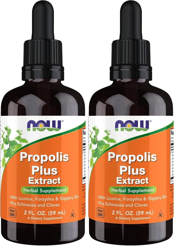 Nu tillskott, Propolis Plus Extract Liquid med Dropper, Herbal Supplement, 2-Ounce (Pack of 2)