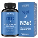 WellPath Rest Valerian Root Sleep Aid för vuxna med Melatonin & L-Theanine | Natural & Herbal Sleeping Pills med extra styrka | 5-HTP, Lemon Balm, Chamomile, 60 Ct