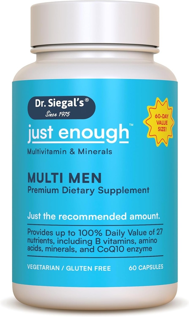 Dr Siegals precis tillräckligt multivitaminer för män - 60 kapslar - 60 portioner vegetarisk multivitamin för män kapslar - Mäns dagliga multivitamin - mens multivitaminer och multimineralstillägg