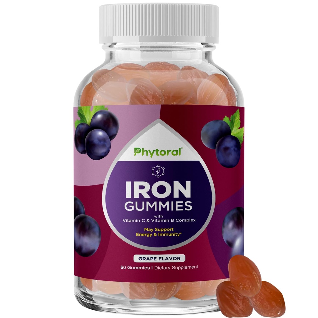 Naturliga multivitaminjärn Gummies för vuxna - Vuxen Gummy Vitaminer med järn och energiökning B Komplex Vitaminer - Gummy Supplement och Mental Clarity Focus Multivitamin