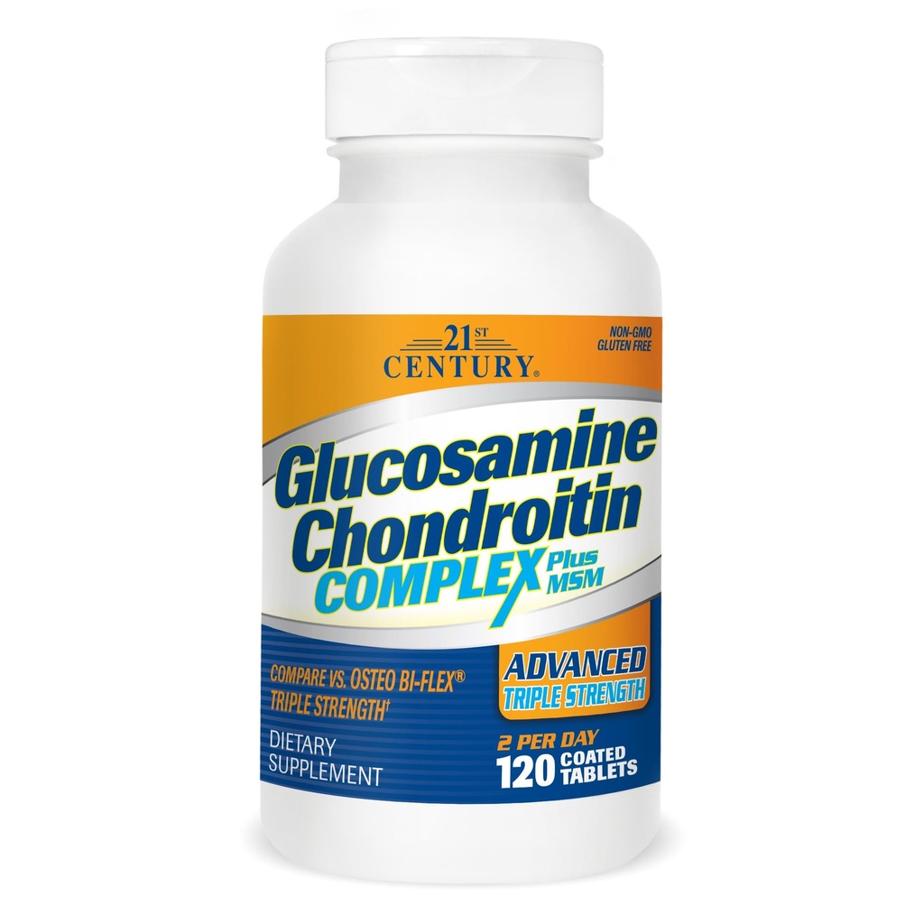 21st Century Glucosamine Chondroitin Complex Plus MSM, Avancerad Triple Strength, 120 tabletter
