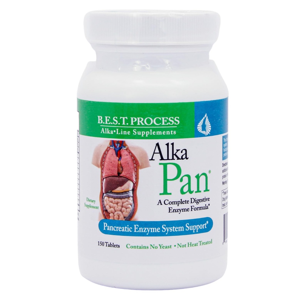 Alka•Pan Best Process Alkaline — Naturlig Digestive Supplement — Pancreatic Enzymes med antioxidant-Rich Superfoods & Digestive Herbs