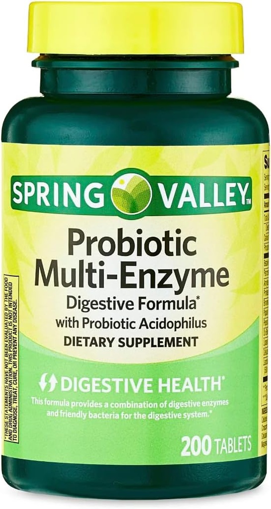Spring Valley Multi-Enzyme Probiotic 200 tabletter