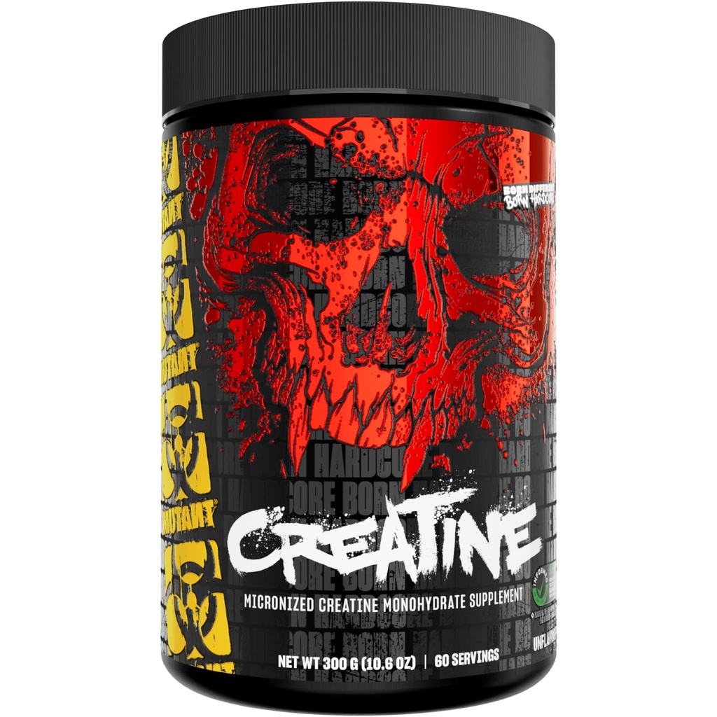 Mutant Kreatin - Kreatinmonohydrat Mikrniserat pulver - Kreatinpulver tillskott för förbättrad högintensiv prestanda - 60 portioner - 300 g - Osmakad