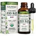 LiveWise Naturals Baby Vitamin D3-K2 Liquid Supplement, Vitamin Drops för spädbarn och småbarn, för hälsosam tillväxt, utveckling och daglig Wellness, Easy-to-Use Dropper i Glass flaska, 1 Fl Oz