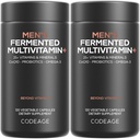 Codeage Mäns dagliga multivitamin - 25 + väsentliga vitaminer och mineraler, organiska hela livsmedel, probiotika, Omega-3, Zink, vitamin A, B, C, D, E & K, 2 Pack