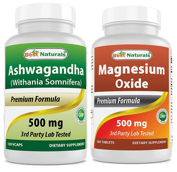 Bästa naturliga Ashwagandha Extract 500 Mg & Magnesium Oxide 500 mg