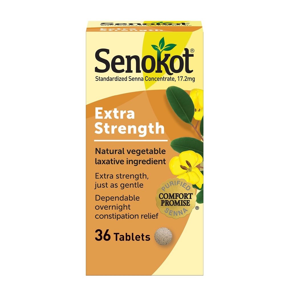 Senokot Extra Strength Natural Vegetable Laxative för Gentle Overnight Relief Occasional Constipation, 36 Count