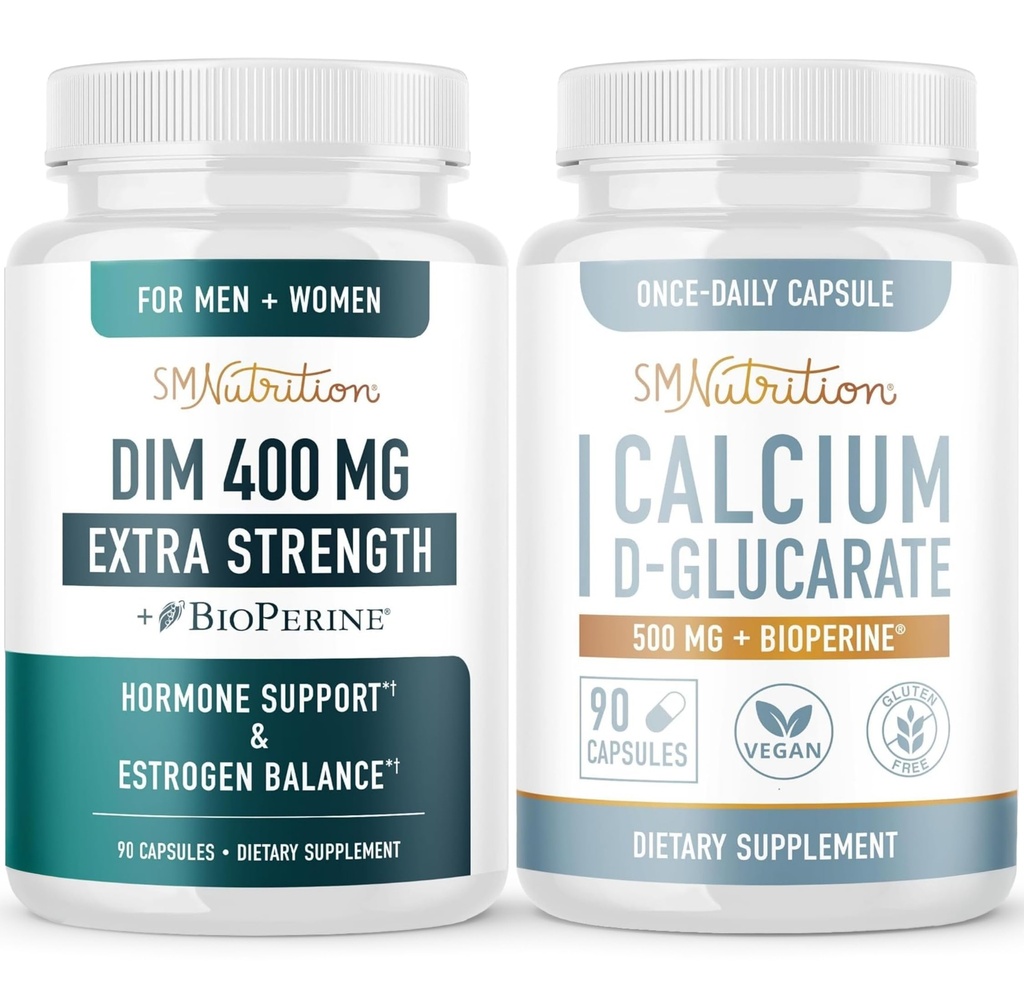Kalcium D-Glukarat & 400mg DIM Supplement för förbättrad östrogen Hormone Balance | Vegan Gluten Free CDG Supplement (90 portioner) med extra styrka DIM (90 portioner)