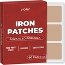 Järnpatchar (Pack of 60) - 100% naturlig patch för kvinnor och män - med Biotin - Energi, fokus och kroppsstöd - Förbättrad formel